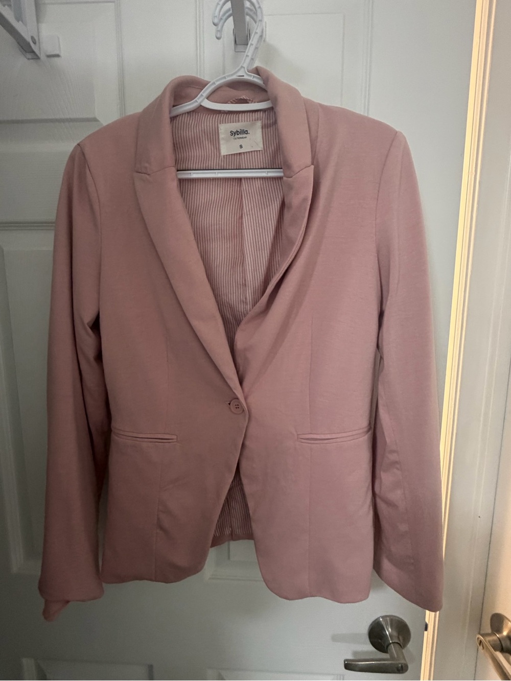 Blush Pink Single-Button Women's Blazer